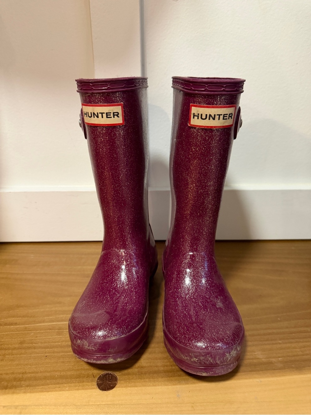 Hunter Kids' Glitter Rain Boots - Plum Sparkle